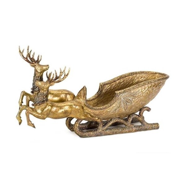 Melrose International Melrose International 72657DS 25.5 x 14 in. Deer with Sleigh Poly Stone 72657